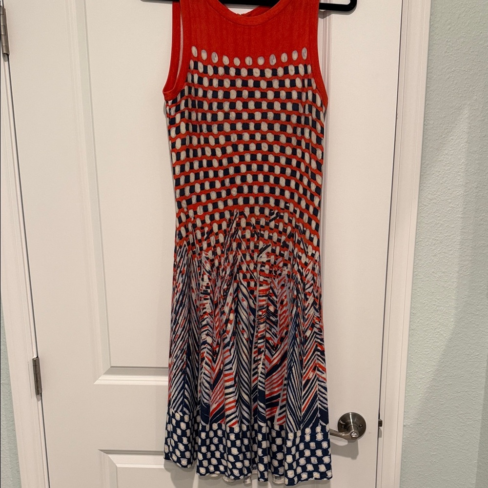 NIC+ZOE Red and Blue Patterned Midi Dress